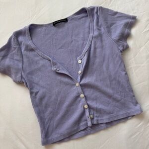 Purple Brandy Melville Zelly Ribbed Button Up One Size